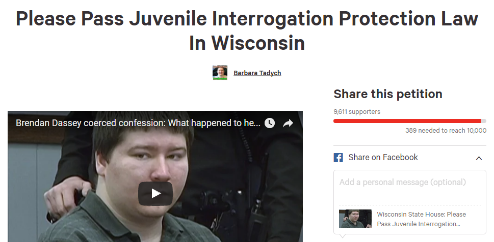 Petition Signatures For Brendan Dassey Juvenile Interrogation Protection Law Are On The Rise